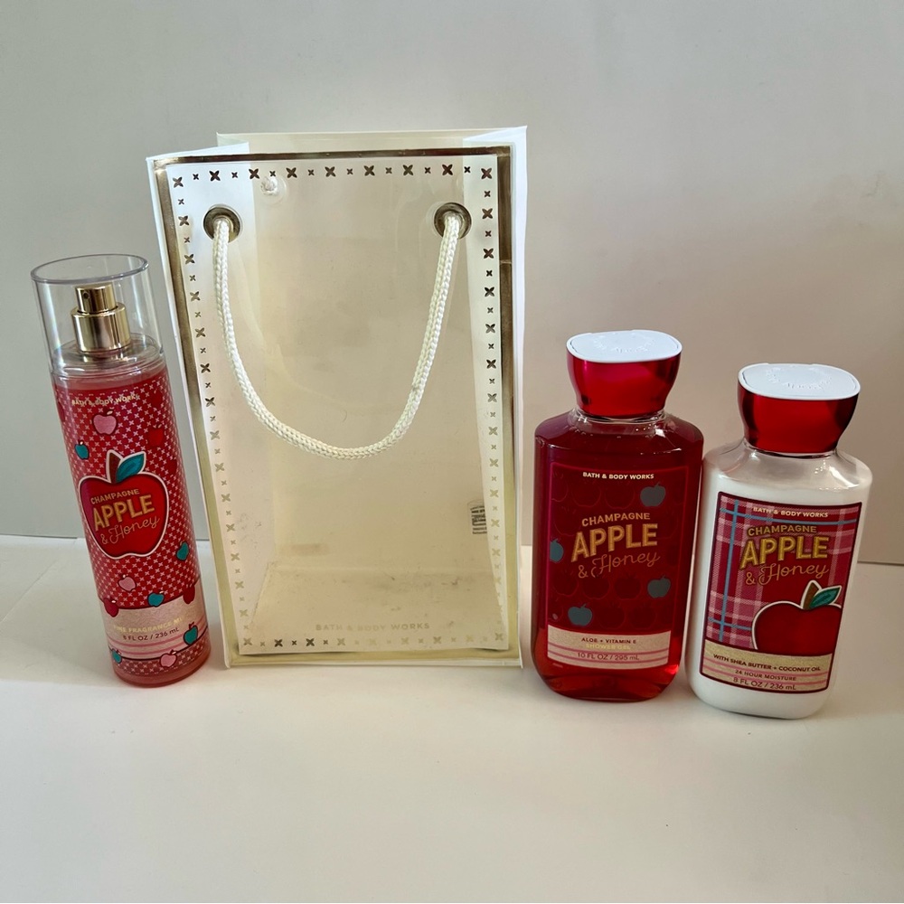 NWT New Bath & Body Works Gift Set Champagne Apple & Honey Fragrance Mist Lotion